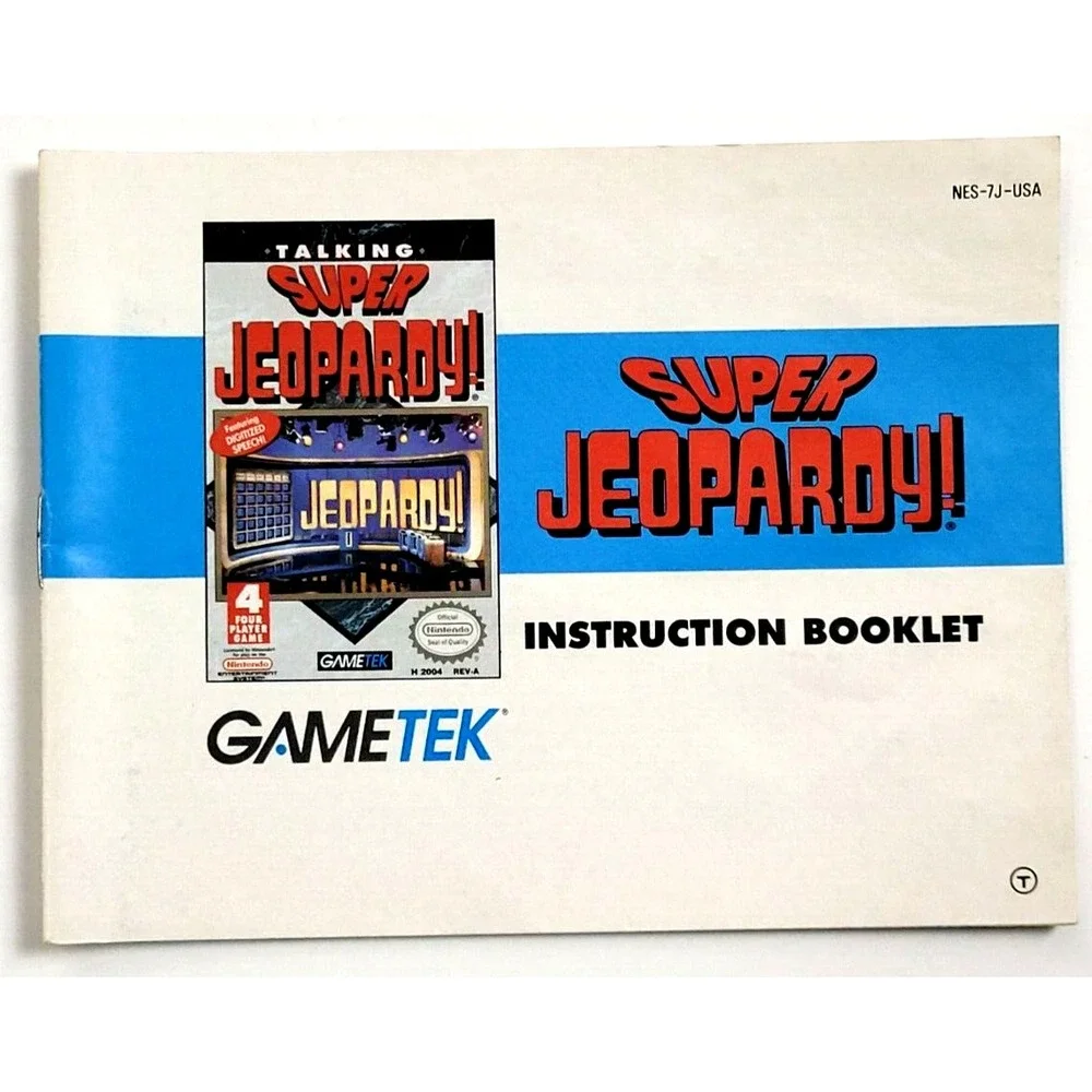 SUPER‎ JEOPARDY! -  NES GAME MANUAL - NINTENDO GAME MANUAL ONLY